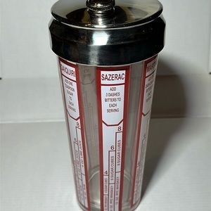 Large Vintage Glass Recipe Cocktail Shaker